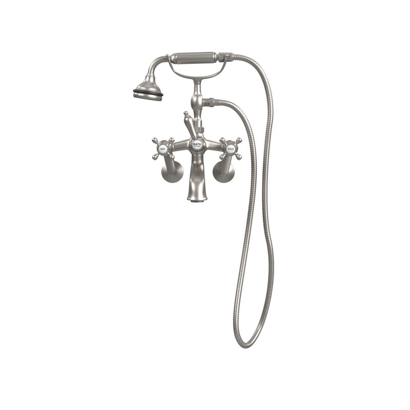 2 Handle Bathroom Clawfoot Tub Faucet with Diverter, Brushed Nickel