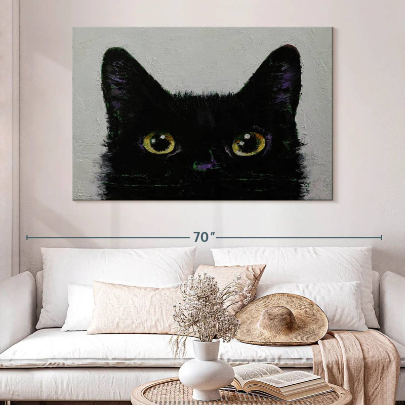 Brampt Black Cat Peeking, 34" H x 51" W