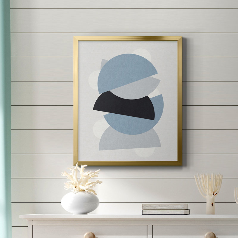 Toile encadrée de qualité supérieure Shapely Blues I - prête à être accrochée, Or, H 20 po x l 16 po