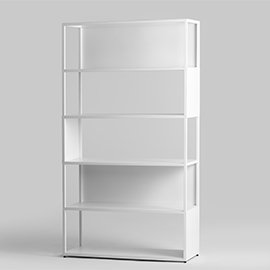 Hyller 180cm H Steel Geometric Bookcase, White, H180 x W100 x D35cm