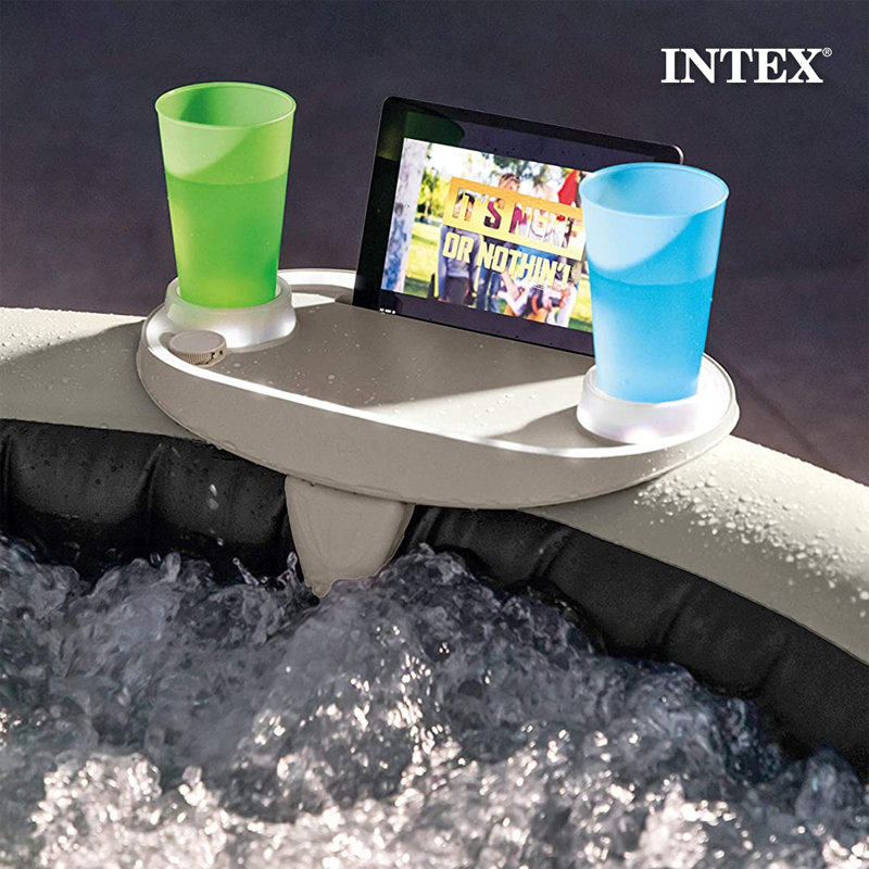 Intex 6-Person Greystone Inflatable Square Hot Tub with LED Tray