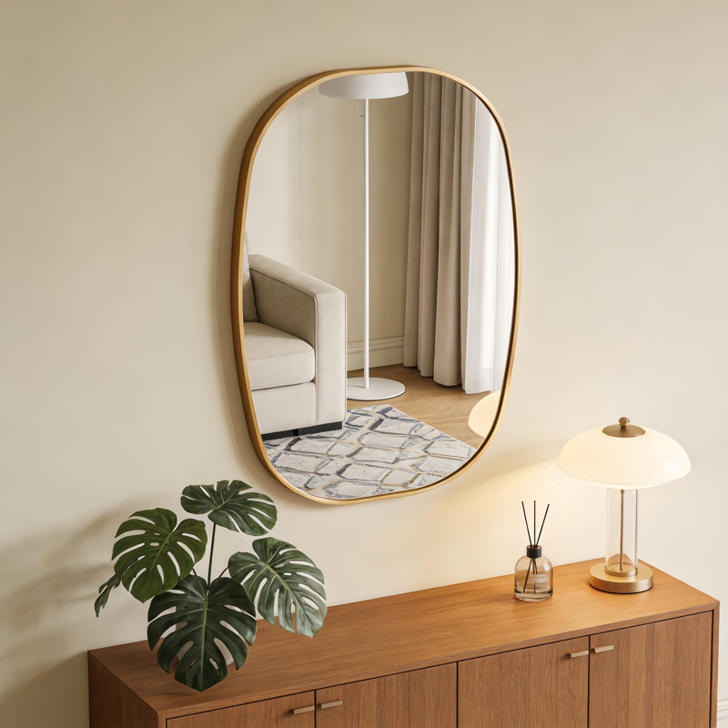 Miroir de salle de bain mural 24 po x 32 po, Doré, 32 po x 24 po
