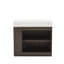 Meuble-lavabo en chêne fumé de 36 po avec conception cannelée, lavabo blanc, unités à deux portes autoportantes de style transitionnel, tablettes réglables, charnières silencieuses, convient aux salles de bain contemporaines