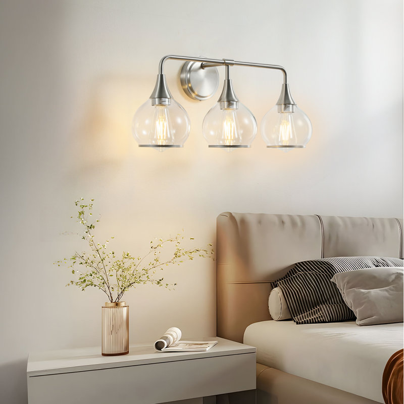 Éclairage de salle de bain à intensité variable 3 lumières Lupe, Nickel