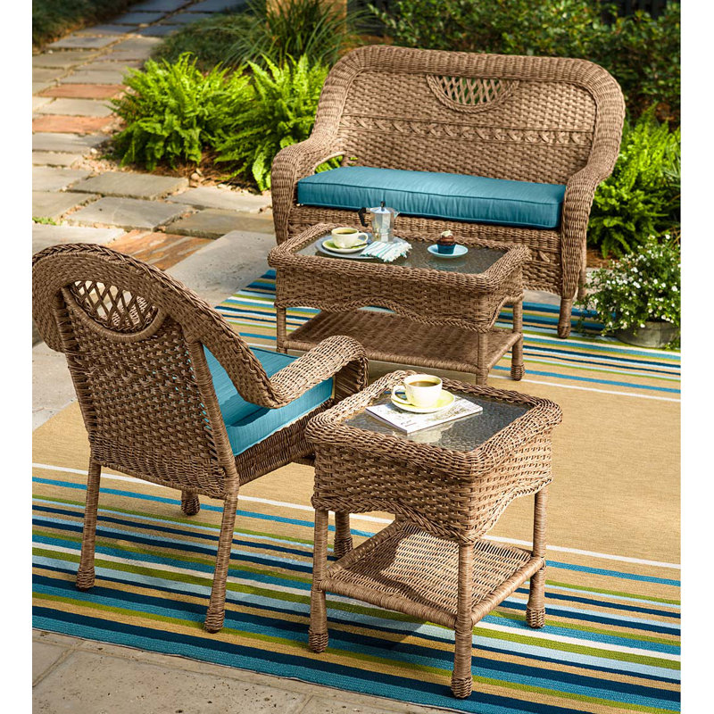 Square Glass Outdoor Side Table , 18 " W 18 " D, Driftwood