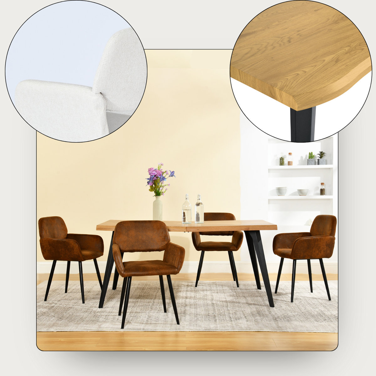 Curated visual reference: Fresh Look at 17 Stories 5 Piece Dining Set Rectangular Table With Black