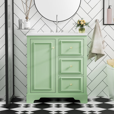 Meuble-lavabo simple 30 po avec plateau en céramique Traelyn