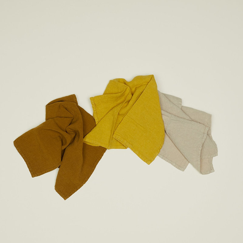 Simple Linen Square Napkins, Mustard