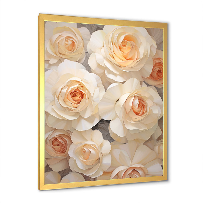 " Minimalism Beige Roses Passion IV ", Gold Single Picture Framed, 40" H x 30" W