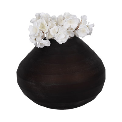 Glass Smokey Brown Round Rotund Vase