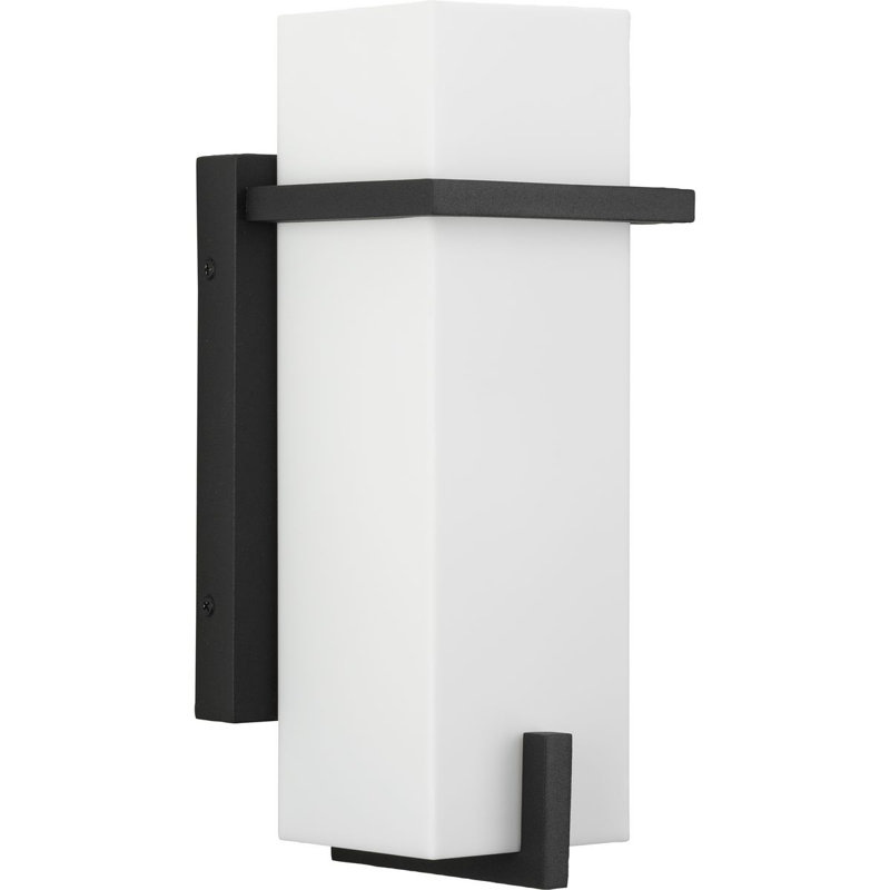 One-Light Modern Small Outdoor Wall Lantern, 12.5" H x 5.25" W x 5" D, Black