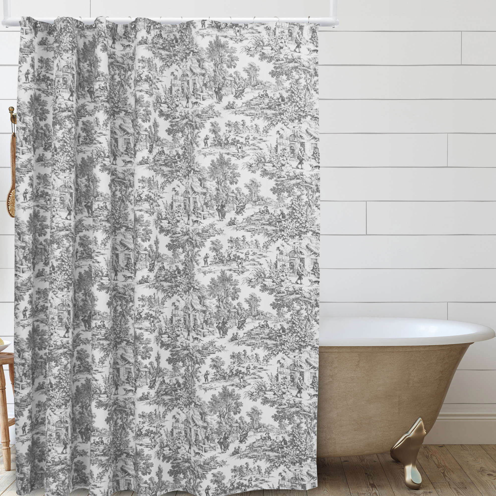 Amelie Cotton Shower Curtain, Gray