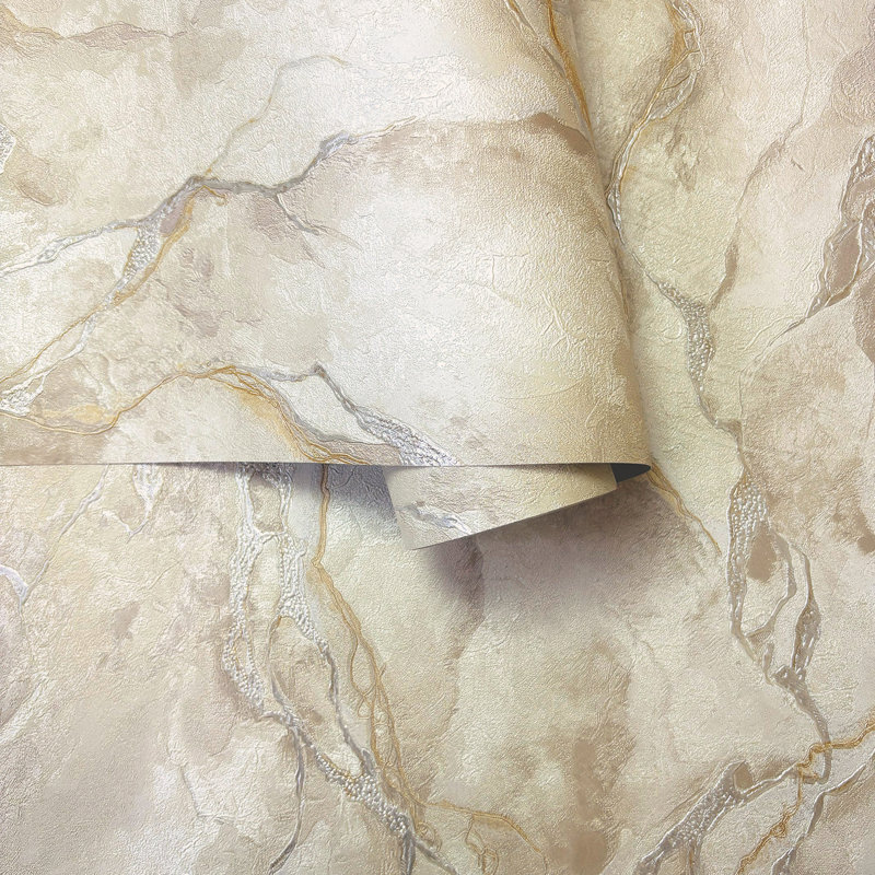 10.05cm x 53cm Matte Glitter Finish Wallpaper Roll, Caramel