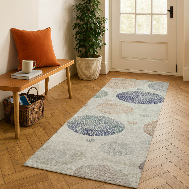 Premium Machine Washable Farolt AMF1897 Geometric Rug, Runner 2'3" x 7'6"
