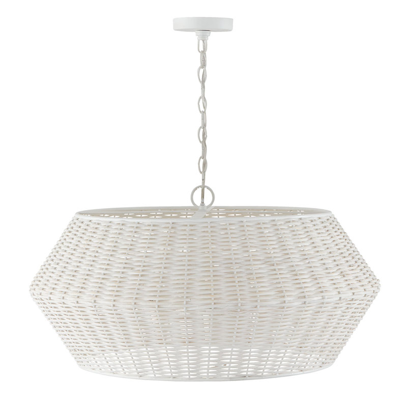 Luminaire suspendu blanc craie 6 lumières