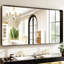 Miroir de salle de bain 48 po x 30 po - Miroir noir moderne pour mur avec coins arrondis, miroirs de salle de bain, miroir en aluminium encadré Portrait-19483968-19483973-19483976