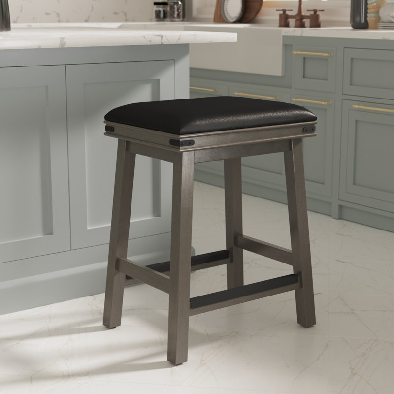 Tabouret de selle, finition patinée, Gris, Noir