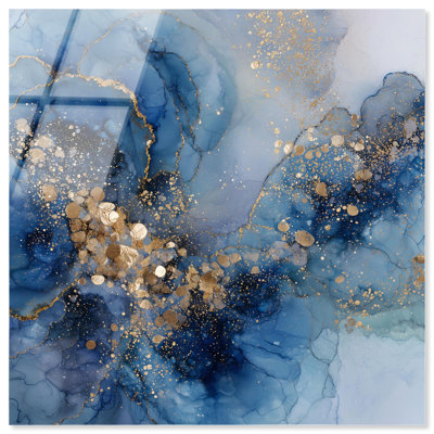 Sapphire Dust Radiance III Acrylic Print Blue Gold Wall Decor by Art Remedy, Ready to Hang, 40 x 40