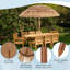 6.5 Feet Thatched Tiki Umbrella With Foldable Stand Push Button Tilt