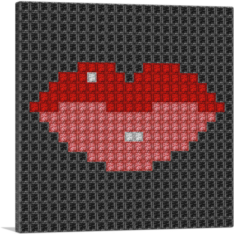 «Red Lips Emoticon Jewel Pixel», impression sur toile tendue, H 36 po x l 36 po x 1,5 po