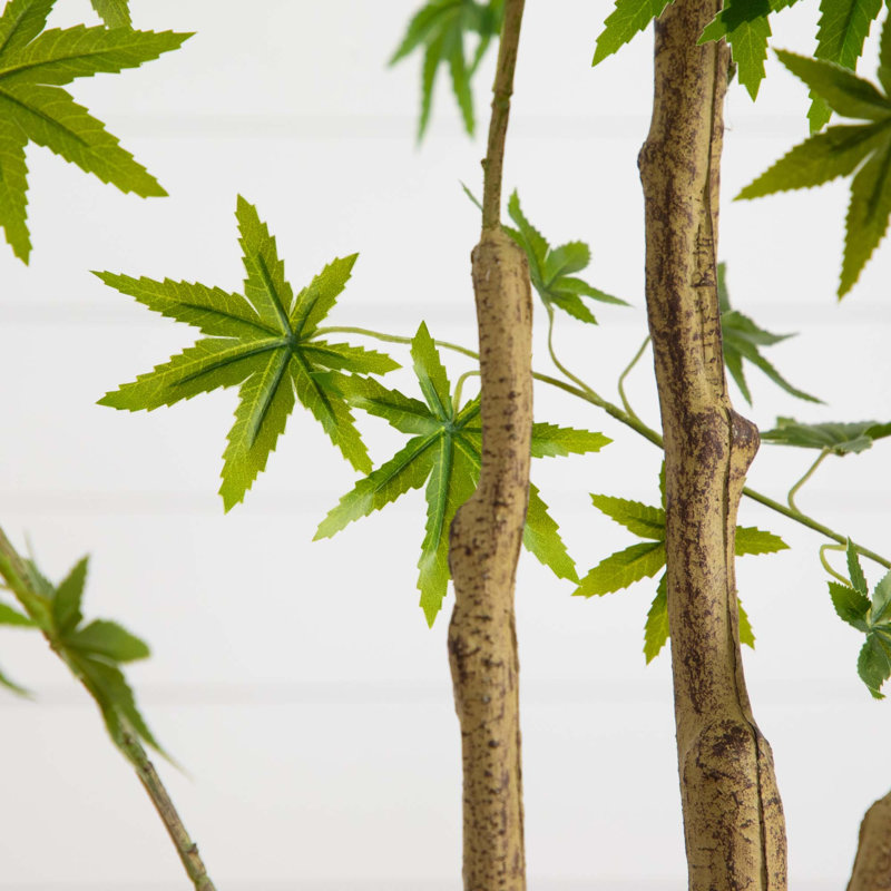 6 pi Érable artificiel avec pot de fleurs blanc