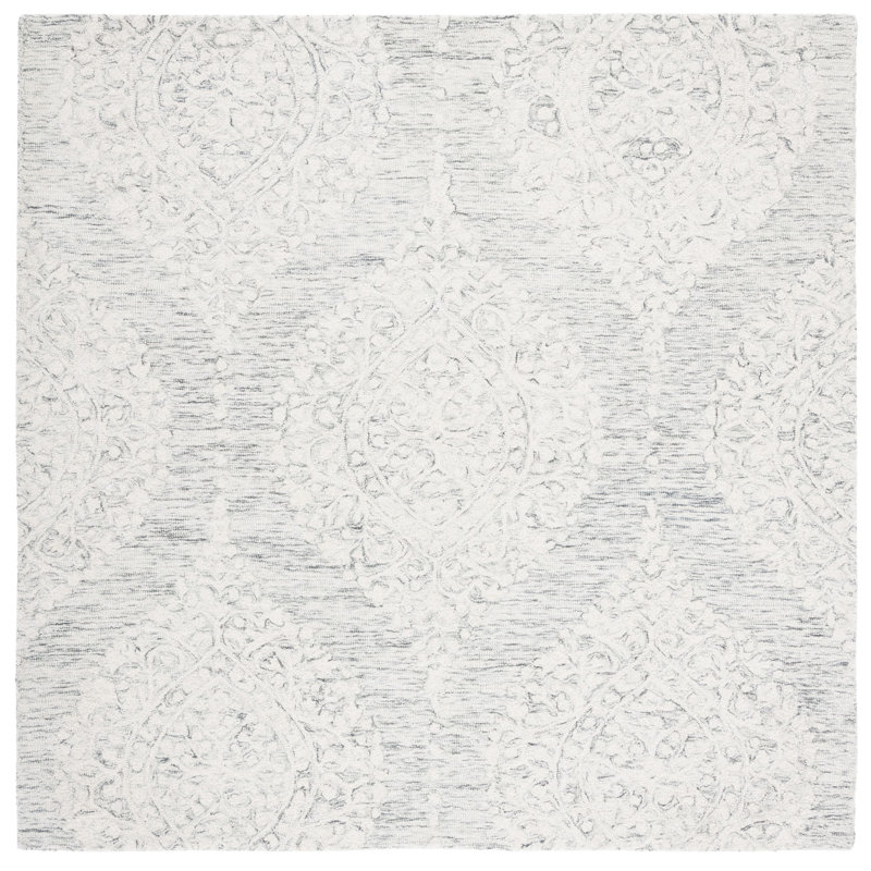 Iberia Hand Tufted Wool And Cotton With Latex Geometric Rug, Square 6'