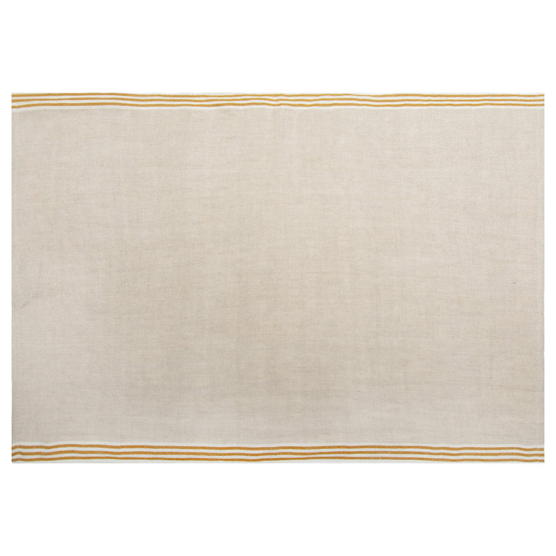 Gil Stripe Waffle Tea Towel Kitchen Towel, Natural/Mustard