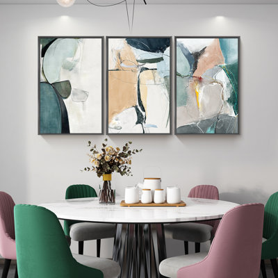Abstrait, art mural - ensemble de 3 reproductions en aluminium sur toile, décoration murale pour salon, chambre à coucher, salle de bain QS10-4