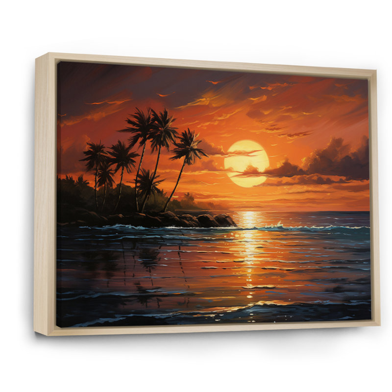 Caraibe Island Sunset I - impression, H 30 po x l 40 po x P 1,5 po, Cadre naturel flottant