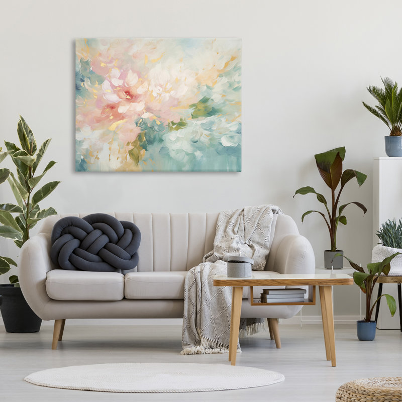«Soft Flower Abstraction», art mural sur toile par Gina Kelly, H 36 po x l 48 po