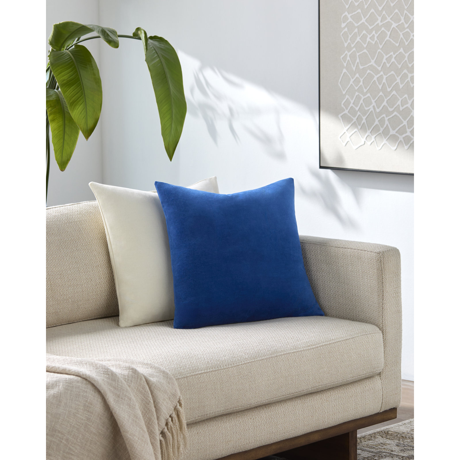 Denny Cotton Pillow Cover, Blue, Square 20", Pillow Cover Only - No Insert
