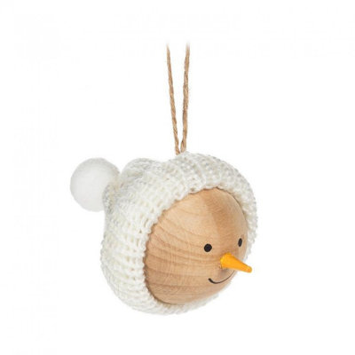Snowman Head With Knit Hat Ornament