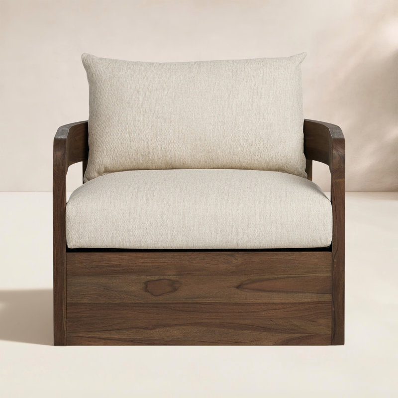 Jackson Outdoor Metal Swivel Chair-Bronze, Stained Toasted Brown, Ellor Beige