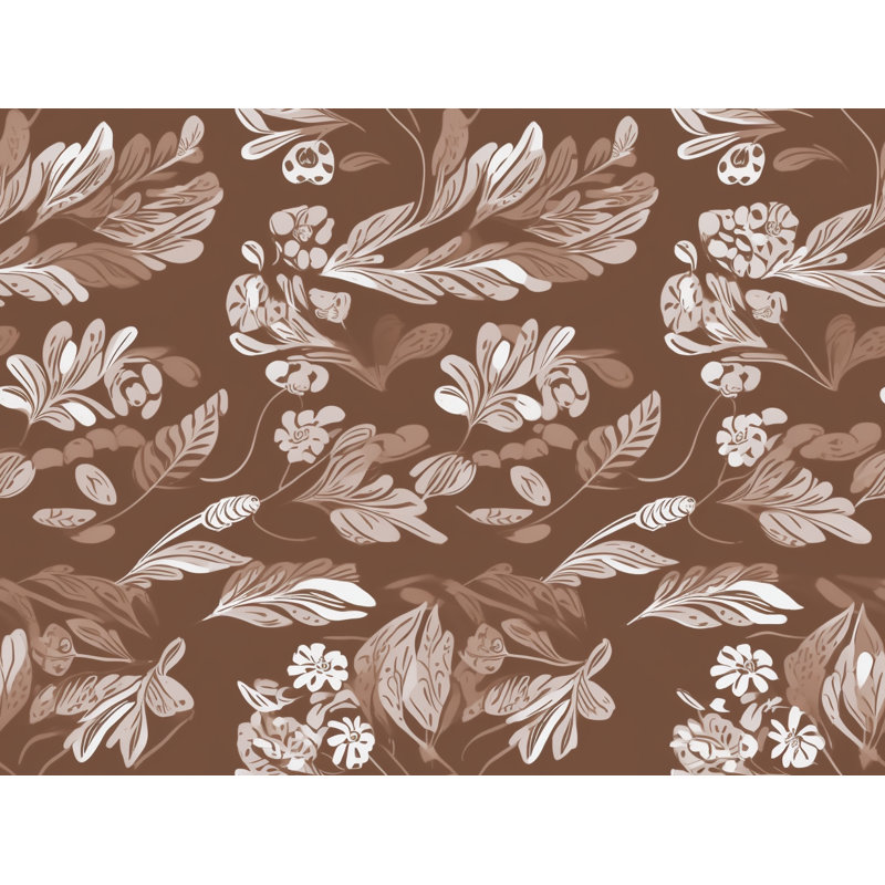 Motif floral de rideaux de fenêtre à motif brun - 6015, L 40 po x L 61 po