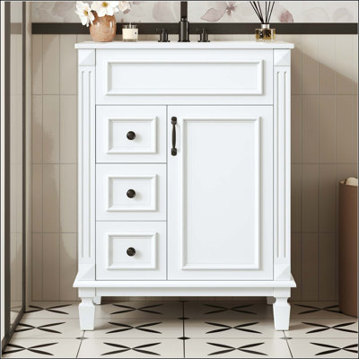24" French-Style Bathroom Vanity with 2 Drawers