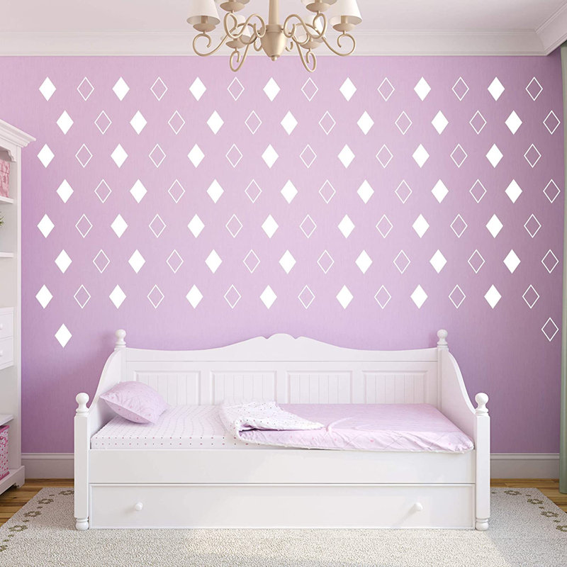 Adhésif décoratif losanges, H 4 po x l 2,5 po x P 0,6 po, Blanc