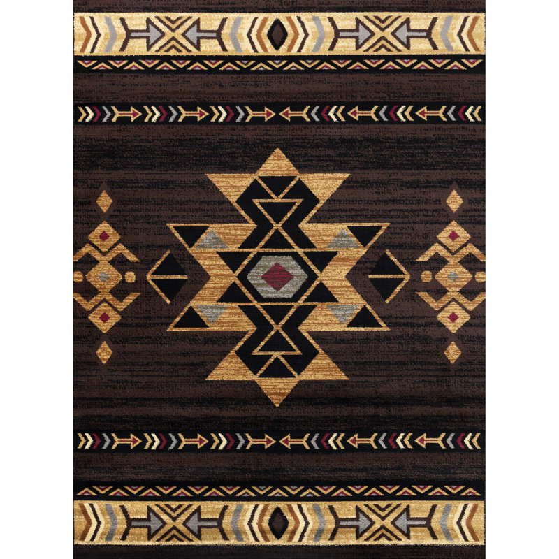 Tapis brun de 7 pi 10 po X 3 po. Tribes Gcyls4005, polypropylène, teinté, pour les ménages dynamiques, fabriqué en brun Turquie, 100% vie active,