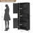 Tall Kitchen Storage Cabinet with 4 Doors – Modern Wooden Sideboard with Adjustable Shelves – Vertical Floor Cupboard for Living Room, Dining Room, Bathroom, Laundry – Wood Grain Finish, Anti-Tip Kit-729927382