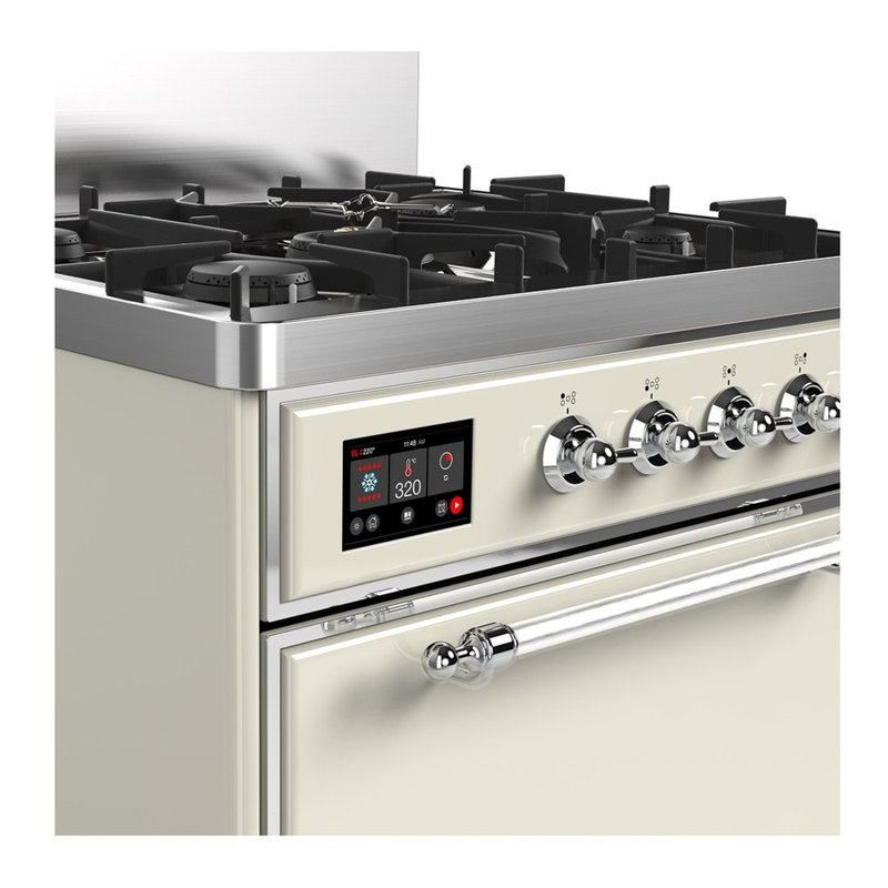 Majestic III Series 30 Inch Dual Fuel Range with 5 Sealed Burners in White (Liquid Propane, Burnished Trim), Antique White