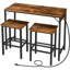 Ensemble de table de bar et de chaises, ensemble de table de salle à manger de 39,4 po avec prise de courant, ensemble de table de pub 3 pièces, table de bar de cuisine