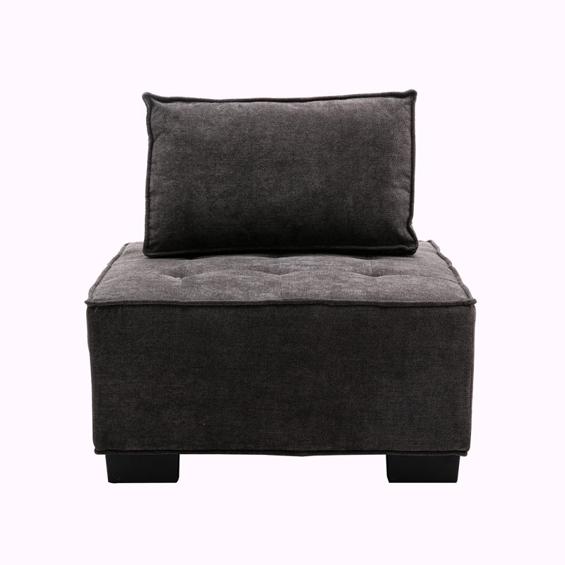 Upholstered Ottoman, Gray Polyester