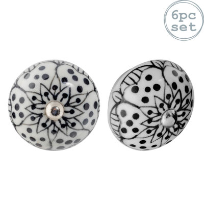 Nicola Spring - Round Ceramic Cabinet Knobs - White Rose