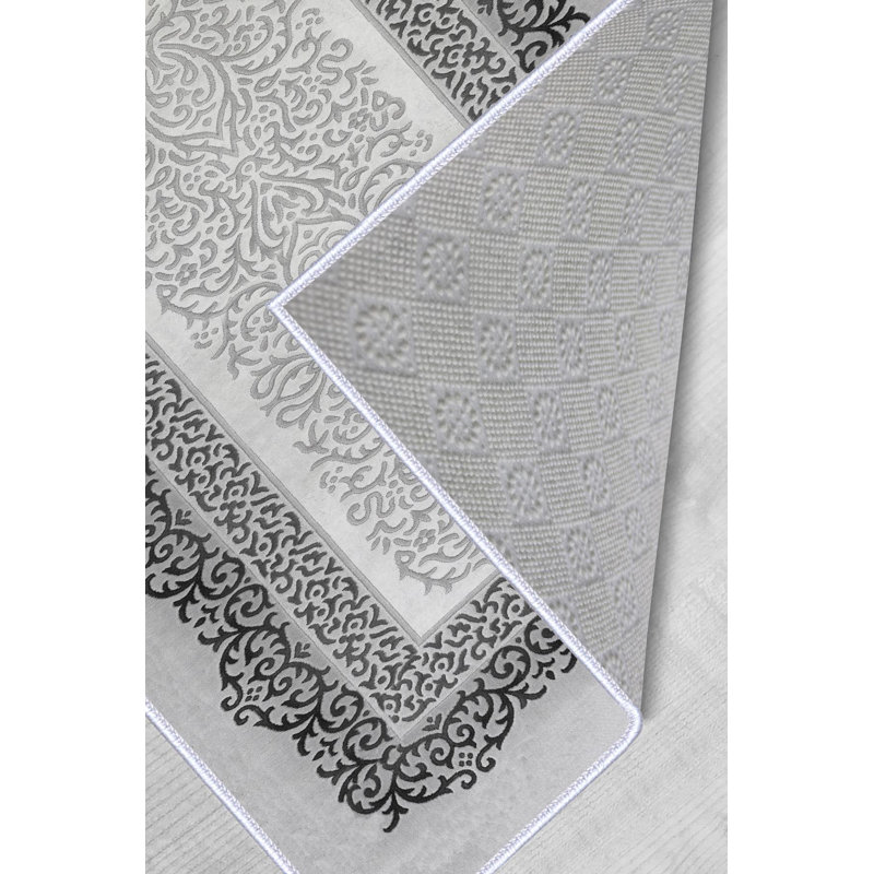 Tapis oriental en polyester tissé à la machine Leer, Rectangle 4 pi 7 po x 7 pi 3 po