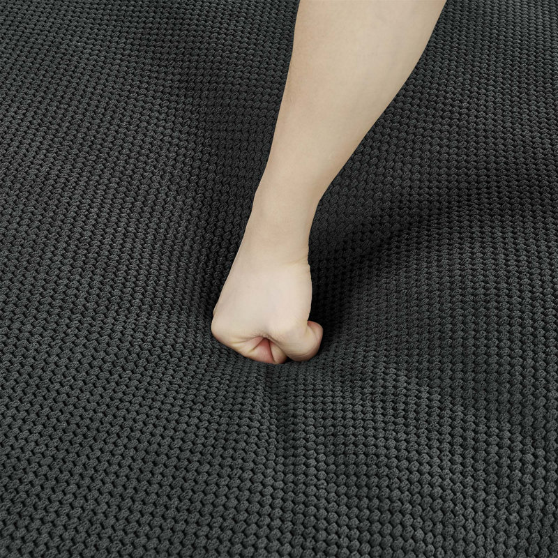 Grain de café modulaire entièrement rembourré avec coussins décoratifs, Mélange de polyester gris foncé