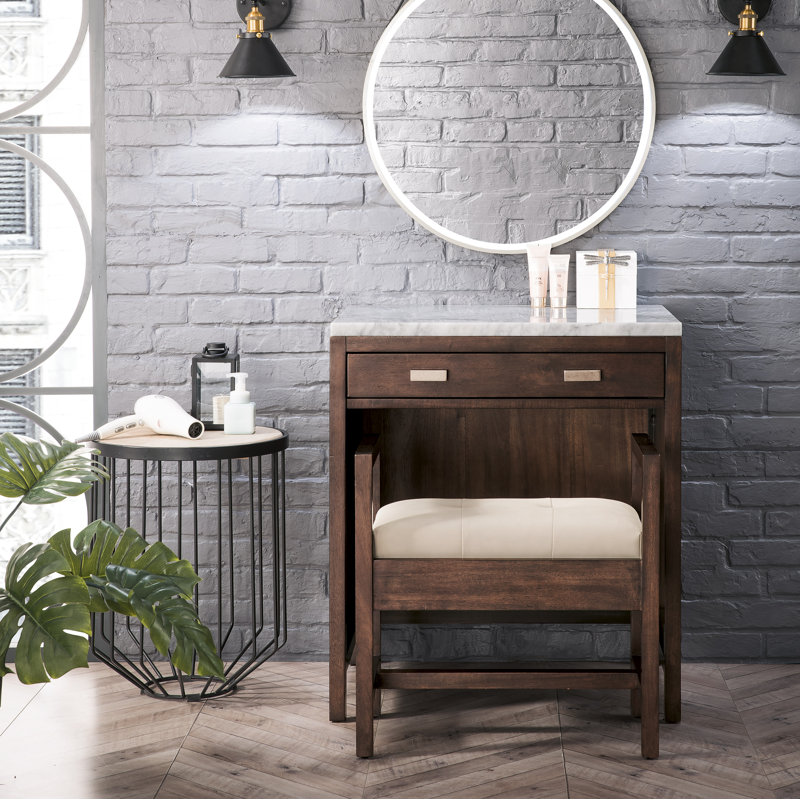 Coiffeuse sans comptoir Addison, Acacia mid-Century