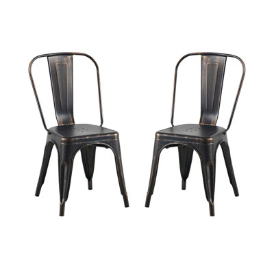 Ensemble de 2 chaises de salle à manger industrielles en métal mat sablé avec une hauteur de siège de 18 pouces, empilable et durable pour une utilisation intérieure et extérieure