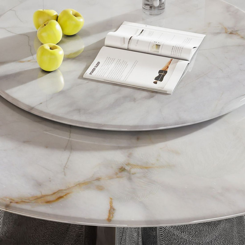 Marble round dining table, 29.53”H x 47.24”L x 47.24”W