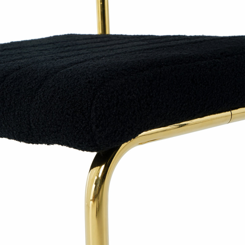 Upholstered Counter Stool with Metal Frame, Or, Noir