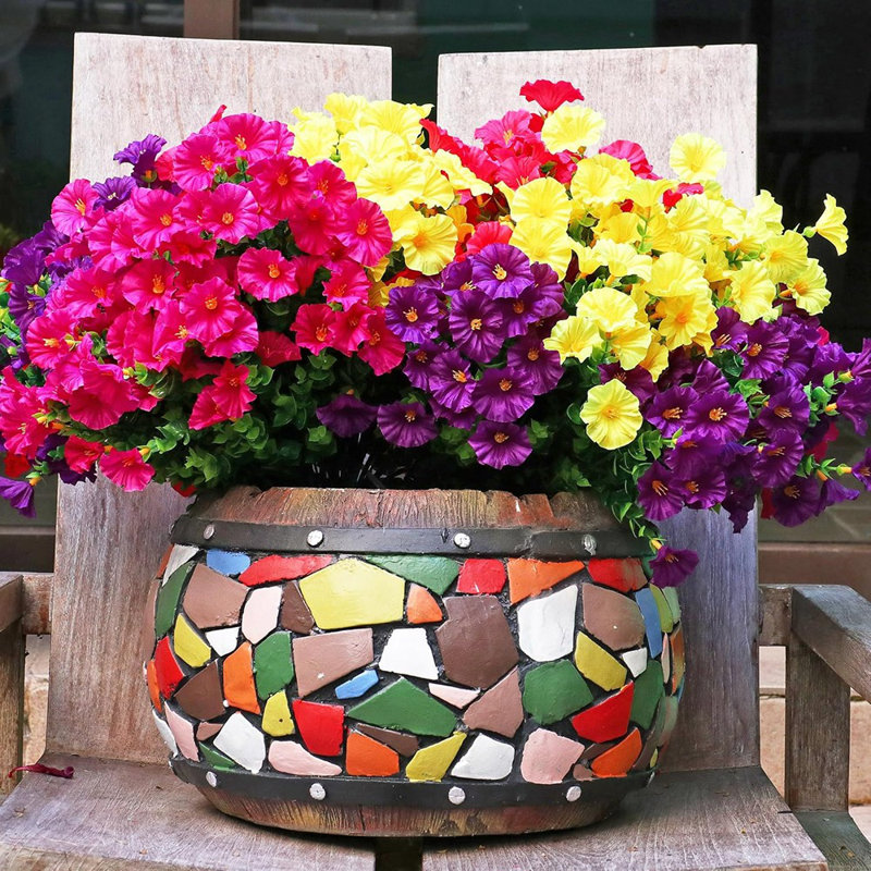 16PCS artificielles artificielles, fleurs en soie artificielle