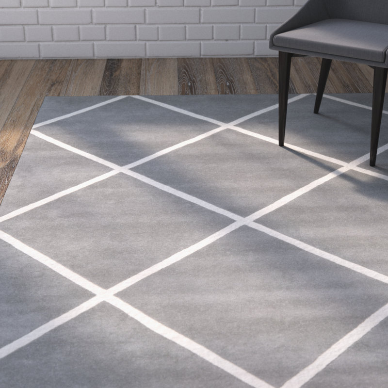 Khan Geometric Wool Hand Woven Area Rug, Rectangle 122 x 183 cm